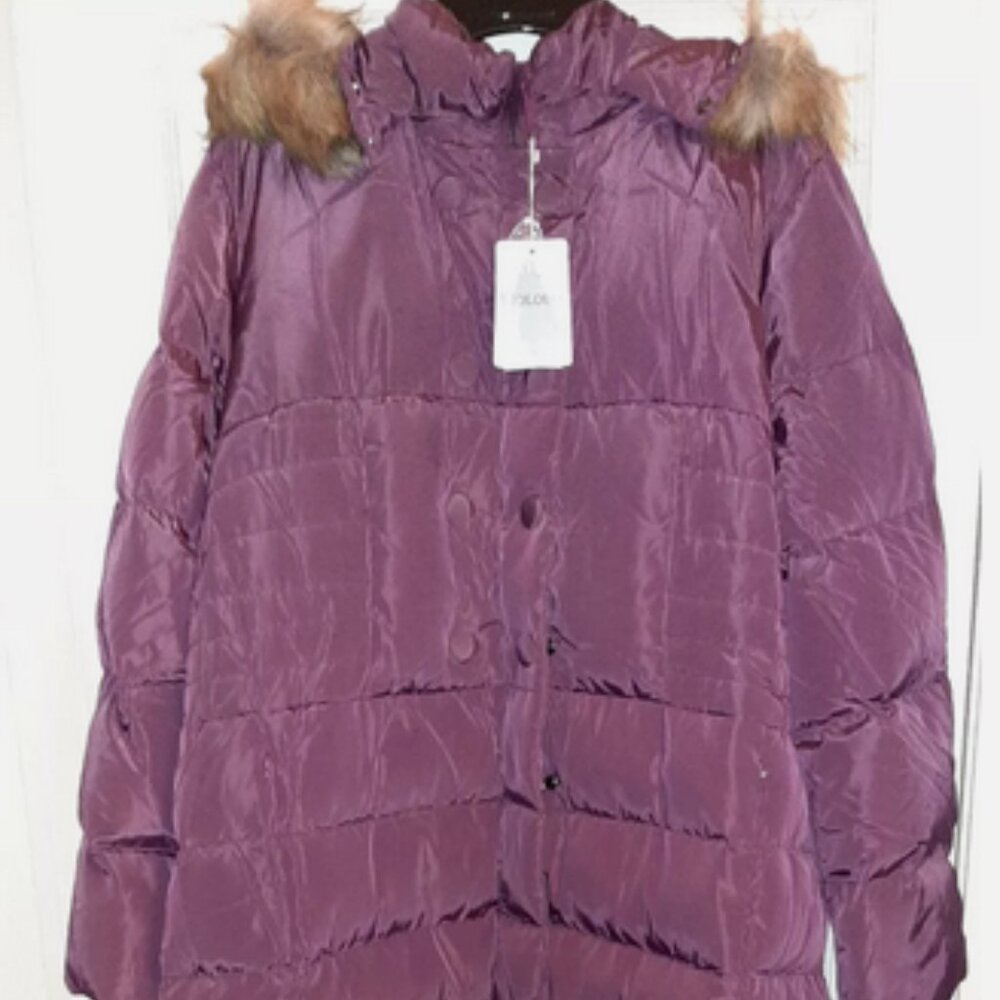 Molodo Women's Long Down Coat with Fur Hood Maxi Down Parka Puffer Jacket 3XL